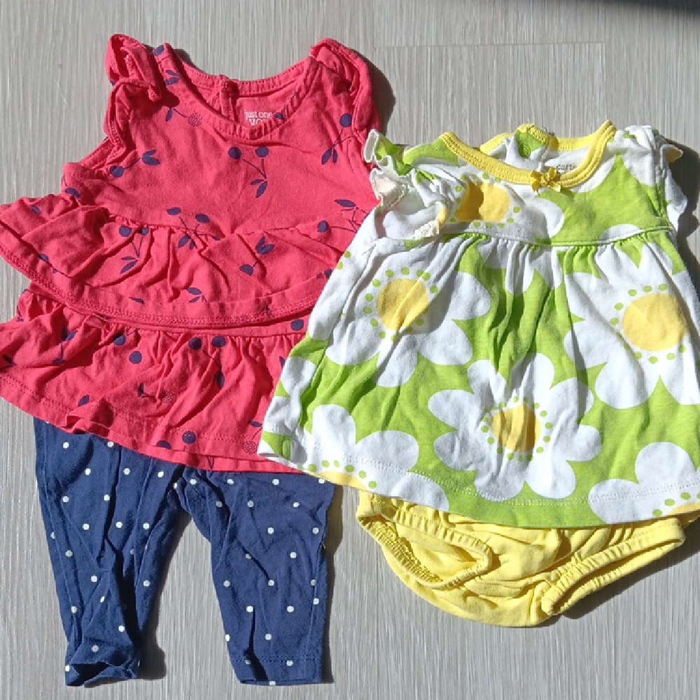 Baby Girl's Floral and Polka Dot Outfit Set